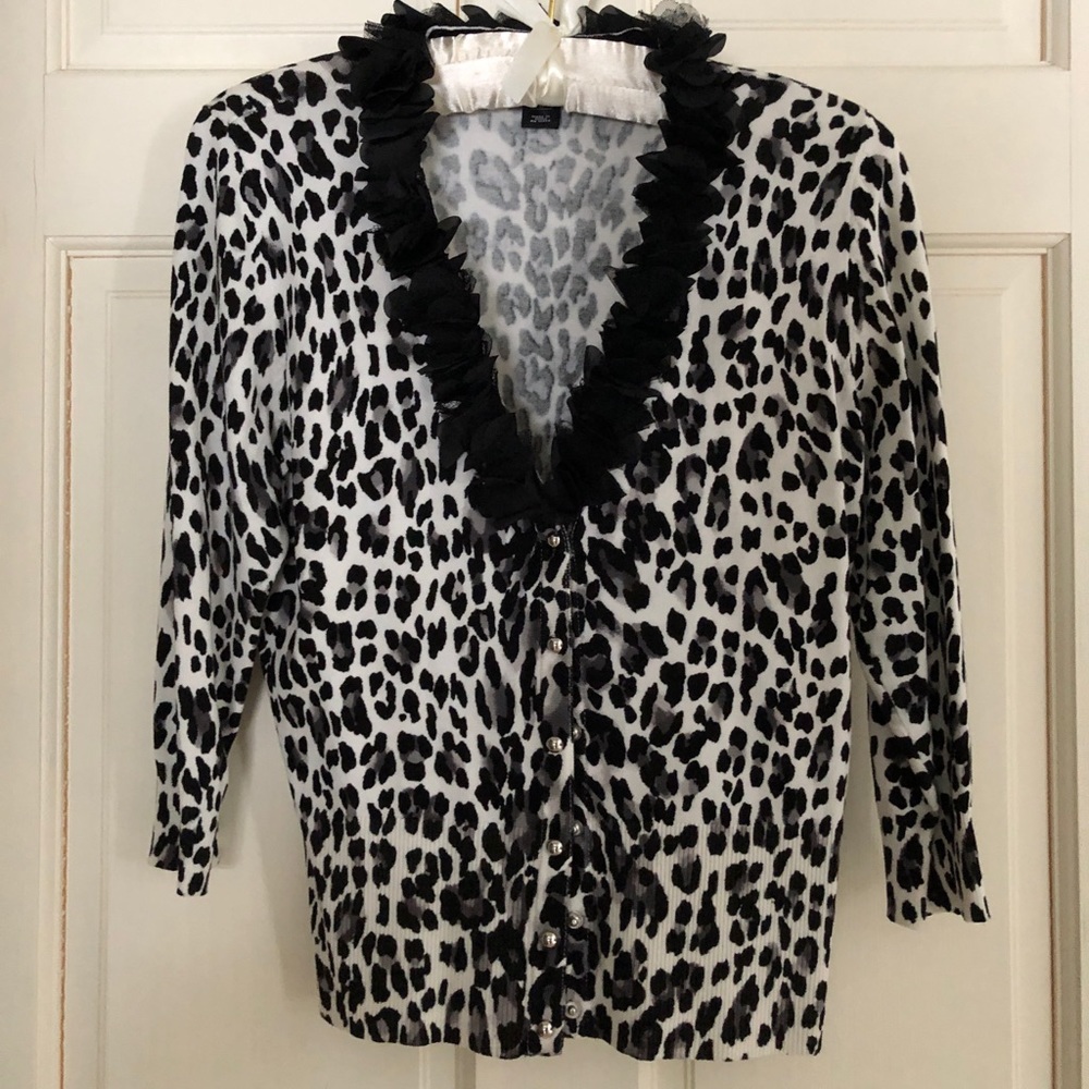 White House Black Market Animal Print Cardigan
